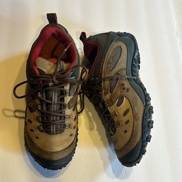 Merrell Shoes - Merrell Arc Ventilator Chameleon hiking trail shoes brown & red Vibram soles